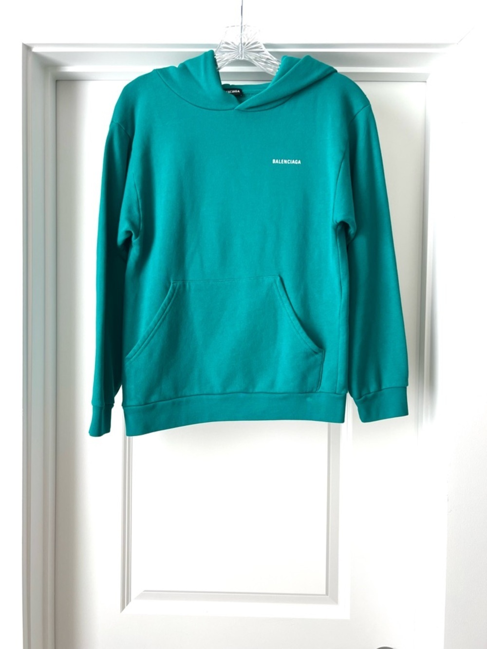 BALENCIAGA Teal Logo Hoodie Streetwear Sweatshirt 100% Authentic BRAND NEW